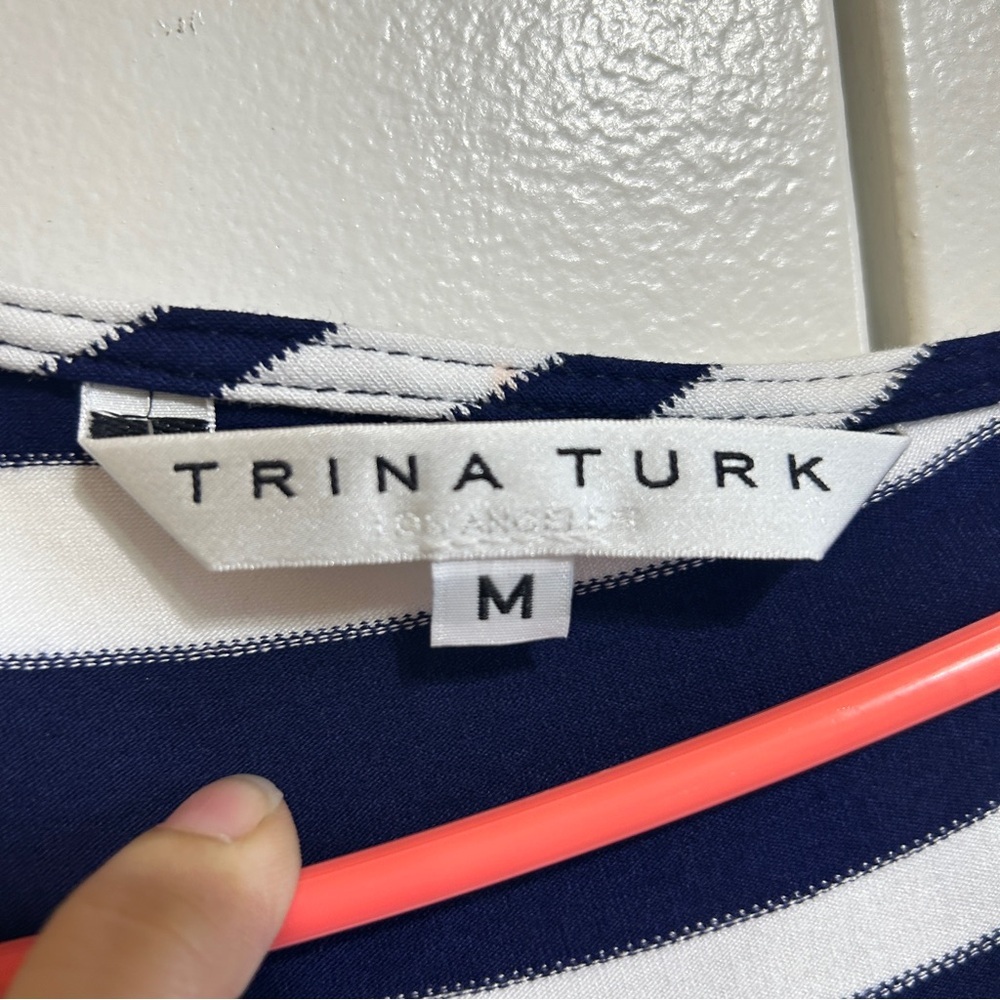 Trina Turk Blue and White One‎ Shoulder Sundress medium - Picture 4 of 5
